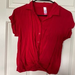 Extra small red front tied cropped top